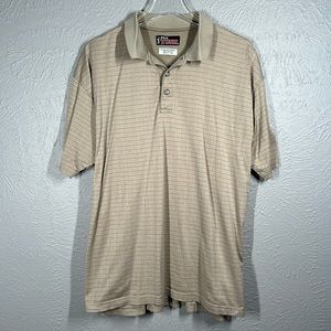 PGA Tour Red Striped Short Sleeve Polo Shirt Men's Size Large